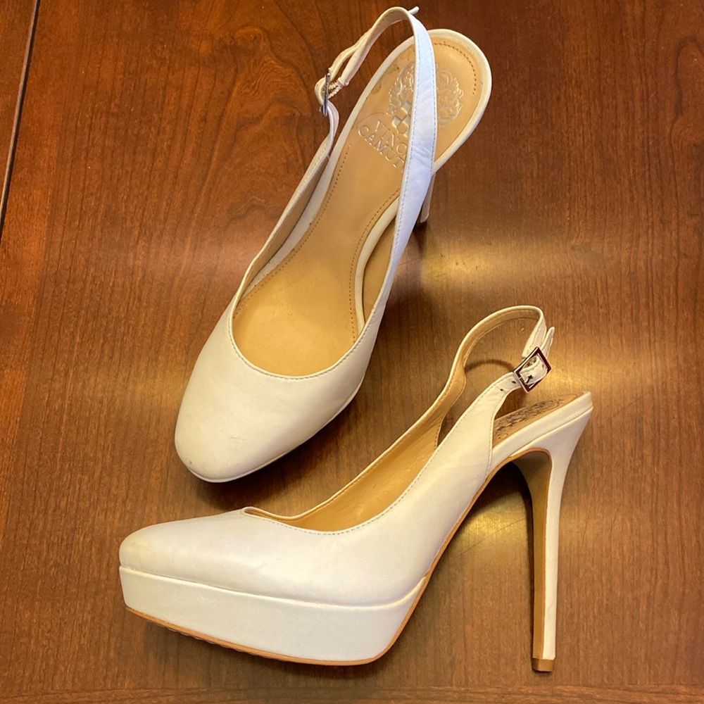 VINCE CAMUTO NORITA White Platform Heels Slingback Pump Size 7. EUC
